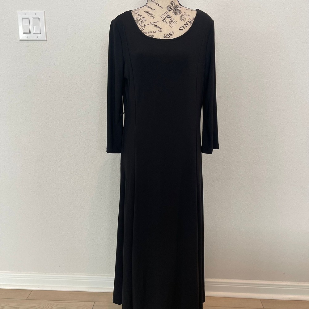 Investments Black Maxi Dress Long Sleeve Career Casual Size L